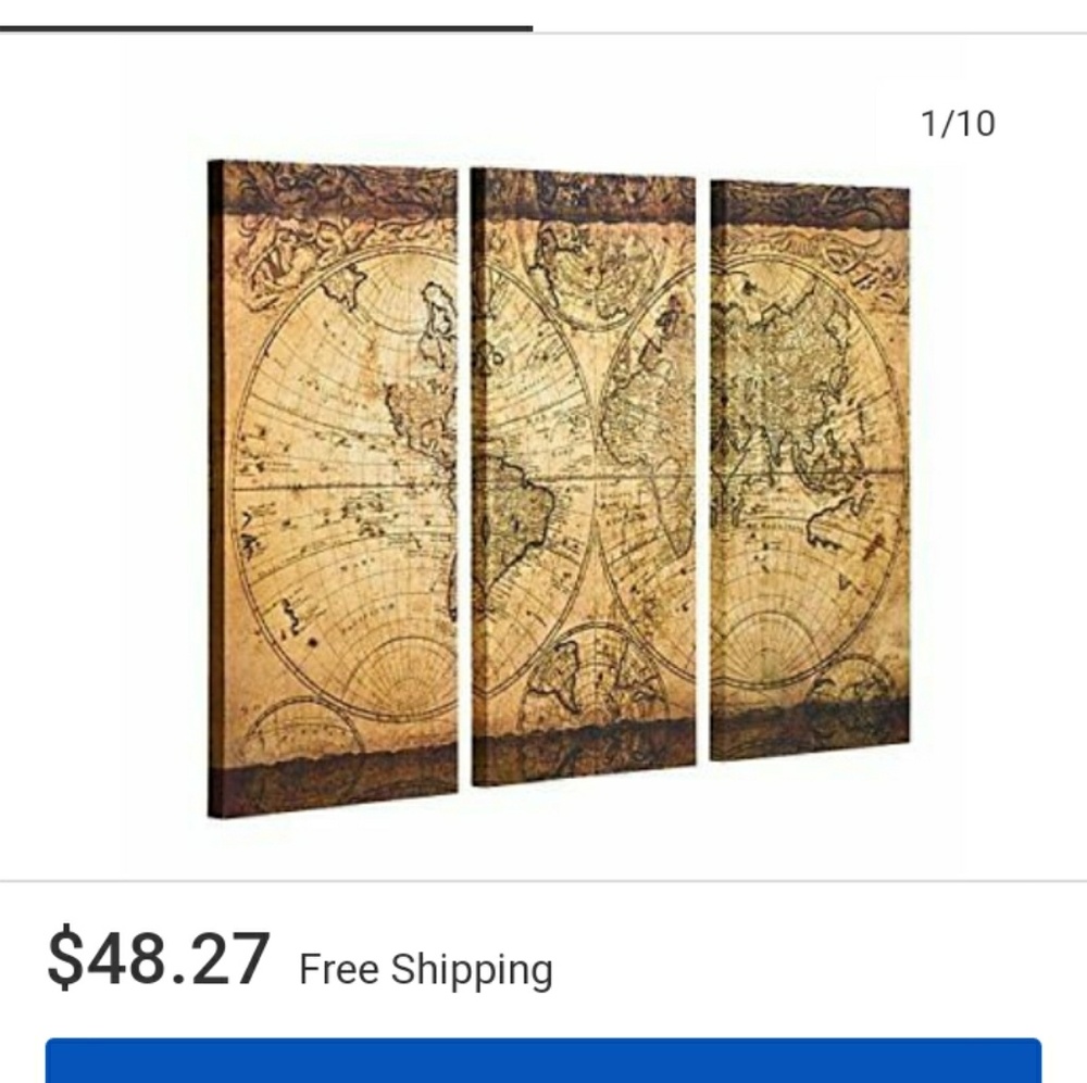 World Atlas canvas 3 pc